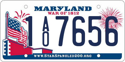 MD license plate 1AO7656