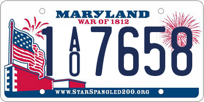 MD license plate 1AO7658