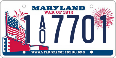 MD license plate 1AO7701