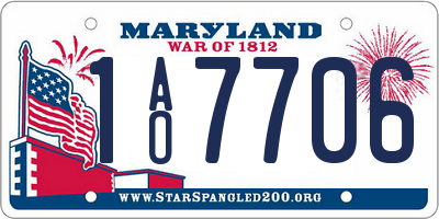 MD license plate 1AO7706