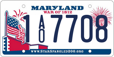 MD license plate 1AO7708