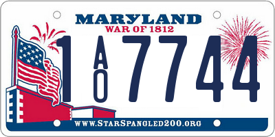 MD license plate 1AO7744