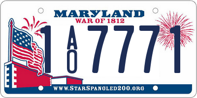 MD license plate 1AO7771