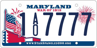 MD license plate 1AO7777