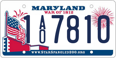 MD license plate 1AO7810