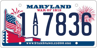 MD license plate 1AO7836