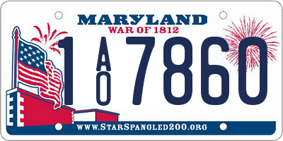 MD license plate 1AO7860