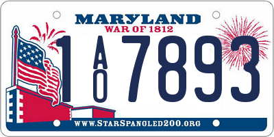 MD license plate 1AO7893