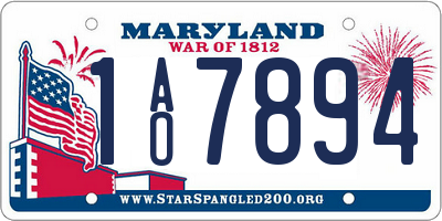 MD license plate 1AO7894