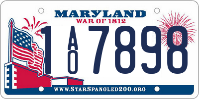 MD license plate 1AO7898