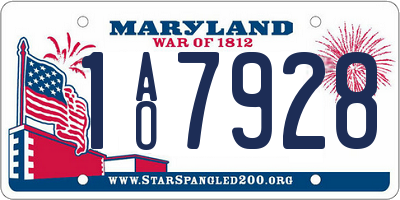 MD license plate 1AO7928