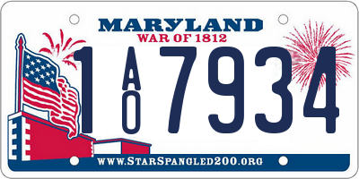 MD license plate 1AO7934