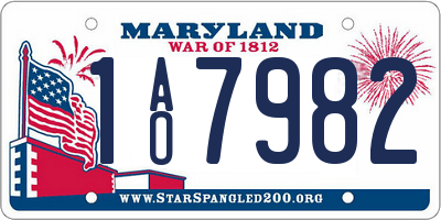 MD license plate 1AO7982