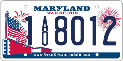 MD license plate 1AO8012