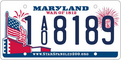 MD license plate 1AO8189