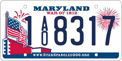MD license plate 1AO8317