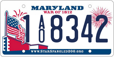 MD license plate 1AO8342