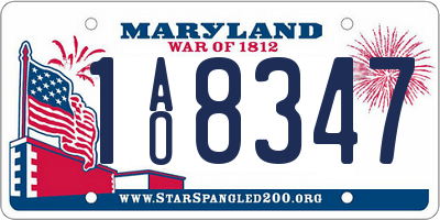 MD license plate 1AO8347