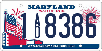 MD license plate 1AO8386