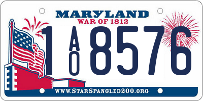 MD license plate 1AO8576