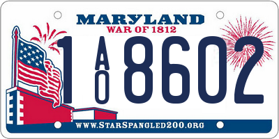 MD license plate 1AO8602