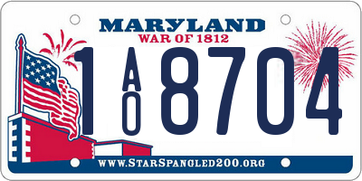 MD license plate 1AO8704