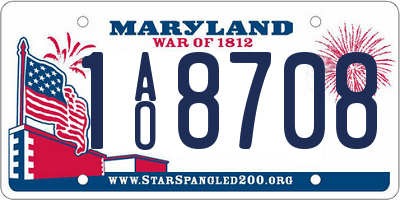 MD license plate 1AO8708