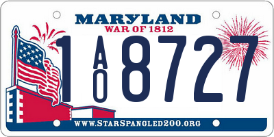 MD license plate 1AO8727