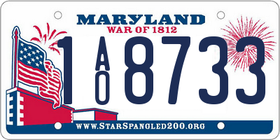 MD license plate 1AO8733