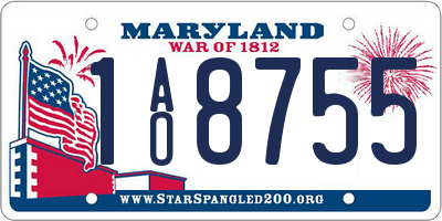 MD license plate 1AO8755