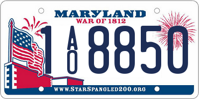 MD license plate 1AO8850