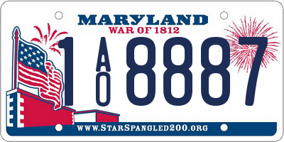 MD license plate 1AO8887