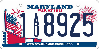 MD license plate 1AO8925