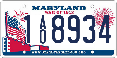 MD license plate 1AO8934