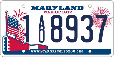MD license plate 1AO8937