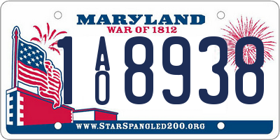 MD license plate 1AO8938