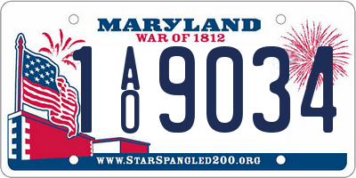 MD license plate 1AO9034