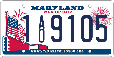 MD license plate 1AO9105
