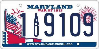 MD license plate 1AO9109