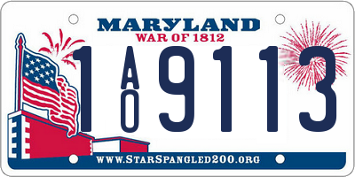 MD license plate 1AO9113