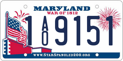 MD license plate 1AO9151