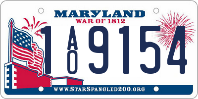 MD license plate 1AO9154