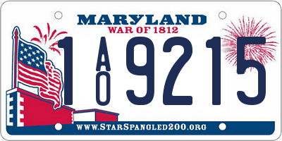 MD license plate 1AO9215