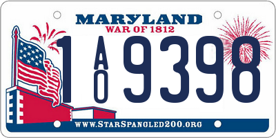 MD license plate 1AO9398