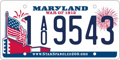 MD license plate 1AO9543