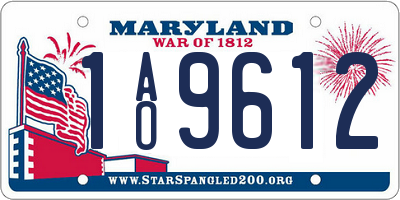 MD license plate 1AO9612