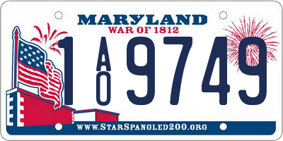 MD license plate 1AO9749