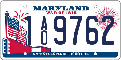 MD license plate 1AO9762