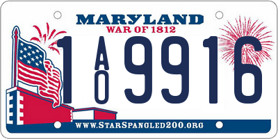 MD license plate 1AO9916