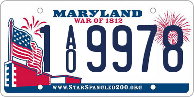 MD license plate 1AO9978